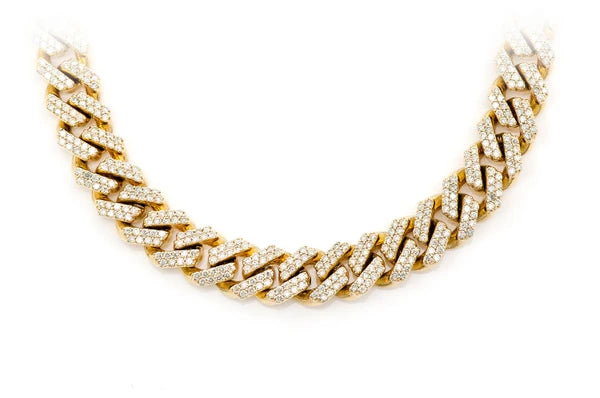 Erkals Jewellers 9mm Raised Miami Cuban Diamond Necklace 18K Gold 13.00ctw