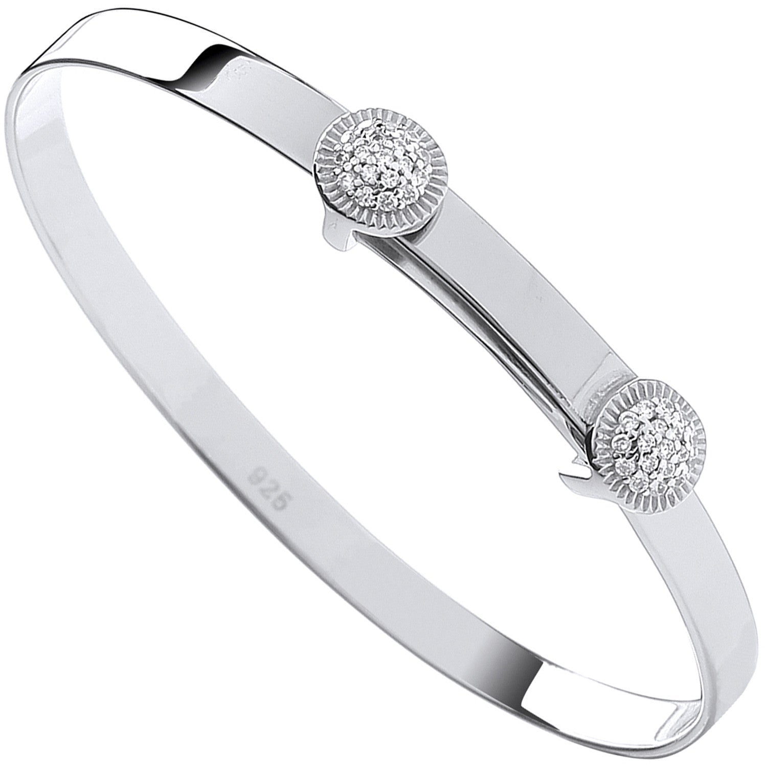 Silver Expandable CZ Round Studs Baby Bangle