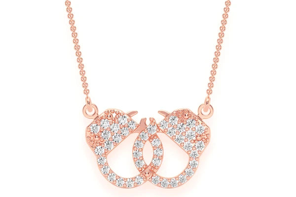 Erkals Jewellers Infinity Handcuffs Pendant Necklace 18K Gold 0.15ctw