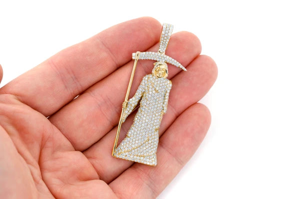 Erkals Jewellers Grim Reaper Pendant 18K Gold Diamond 4.50ctw