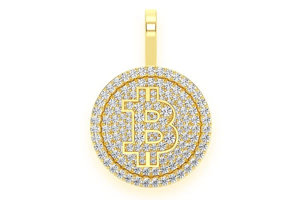Erkals Jewellers Bitcoin Pendant 18K Gold Diamond 1.10ctw