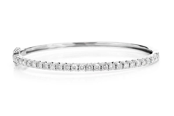 Erkals Jewellers Prong Set Diamond Hinged Bangle Bracelet 18K Gold 2.50ctw