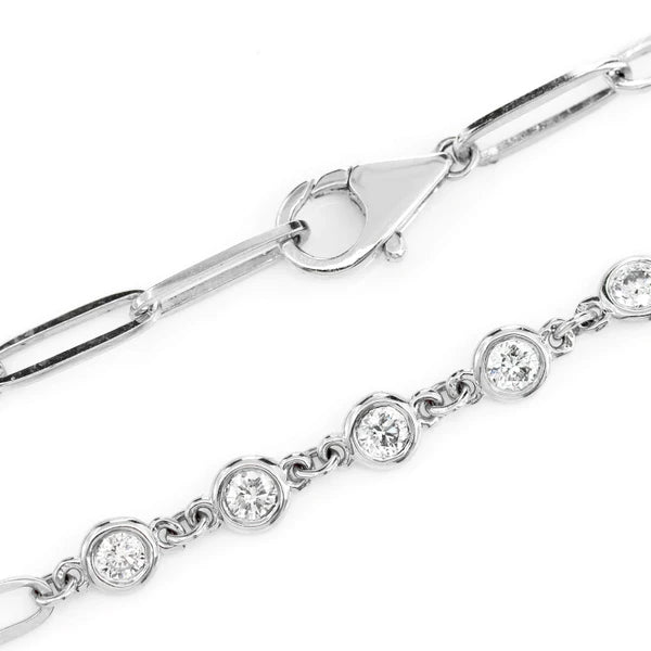 Erkals Jewellers Diamond Bezel Set Elongated Rolo Link Bracelet 18K Gold 0.70ctw