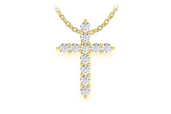 Erkals Jewellers Hidden Bail Cross Pendant 18K Gold Diamond 0.40ctw