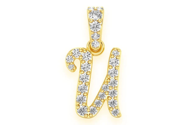 Erkals Jewellers Cursive Letter Pendant 18K Gold Diamond 0.10ctw