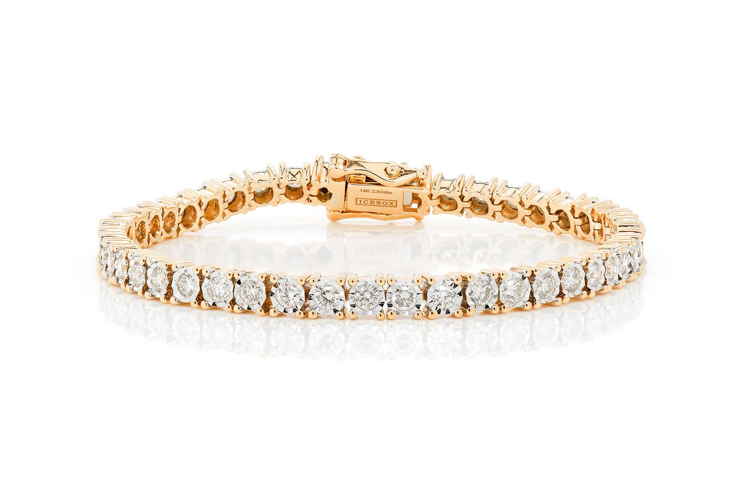 Erkals Jewellers 9pt Miracle Set Diamond Tennis Bracelet 18K Gold 4.50ctw