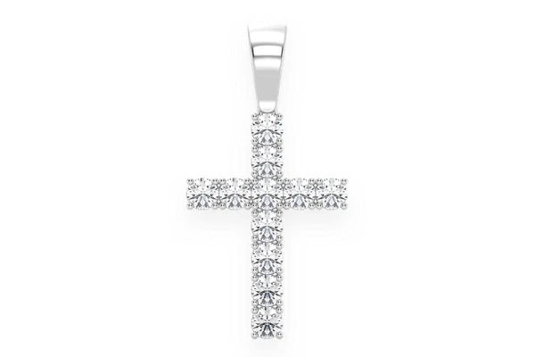 Erkals Jewellers One Row Basket Cross Pendant 18K Gold Diamond 3.75ctw