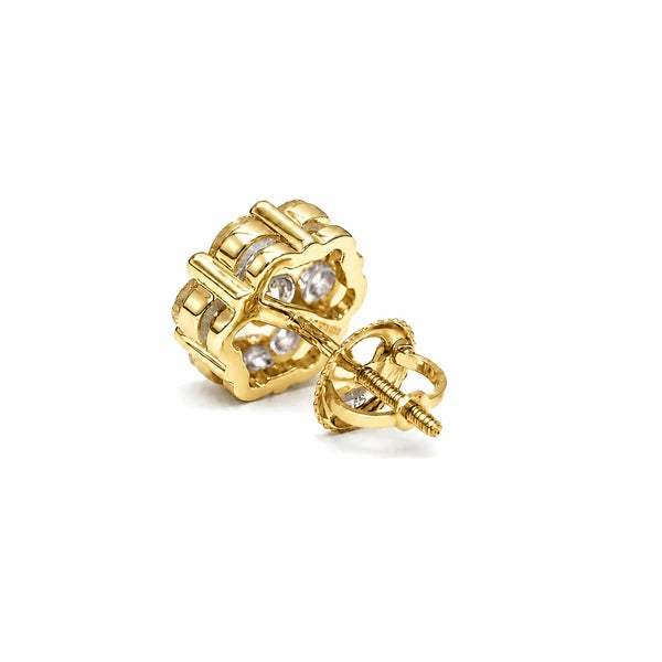 Erkals Jewellers Flower Stud Earrings 18K Gold 1.50ctw