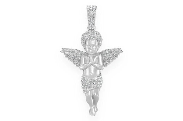 0.50ct Diamond Praying Angel Pendant 14K Solid Gold