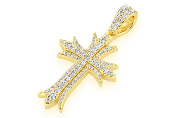 Erkals Jewellers Deco Three Row Cross Pendant 18K Gold Diamond 0.65ctw