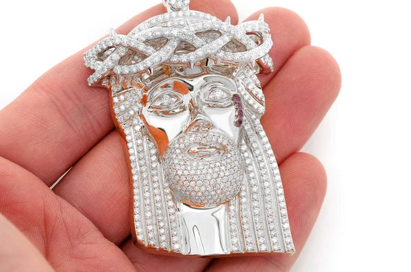 Erkals Jewellers Large Jesus Of Nazareth Pendant 18K Gold Diamond 9.25ctw