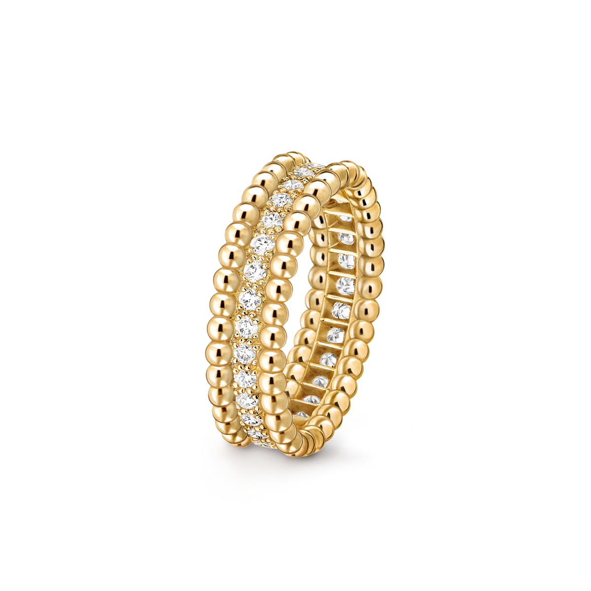 Van Cleef & Arpels Perlée Diamonds 1 Row Ring 18K Yellow Gold