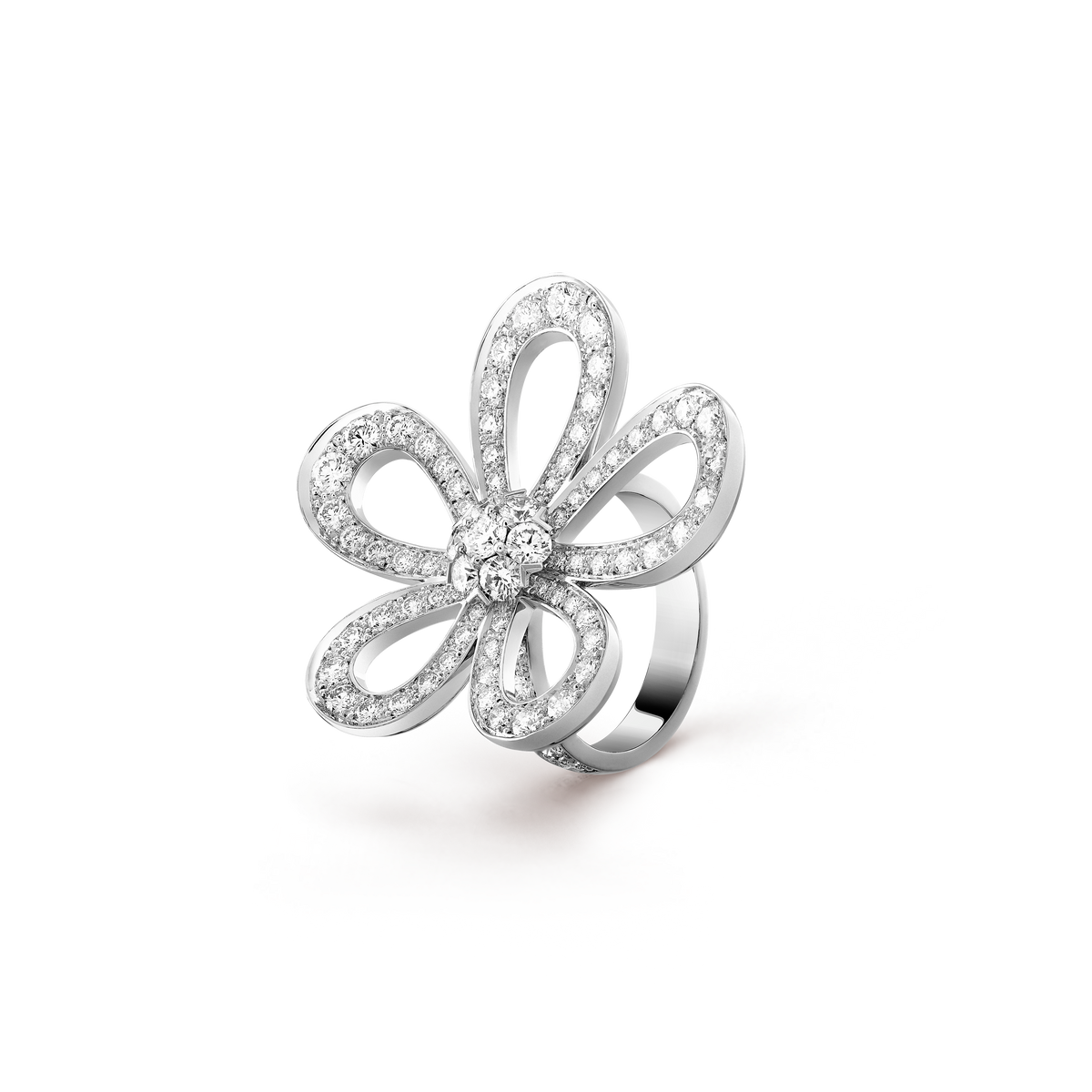 Van Cleef & Arpels Flowerlace Diamond Ring 18K White Gold