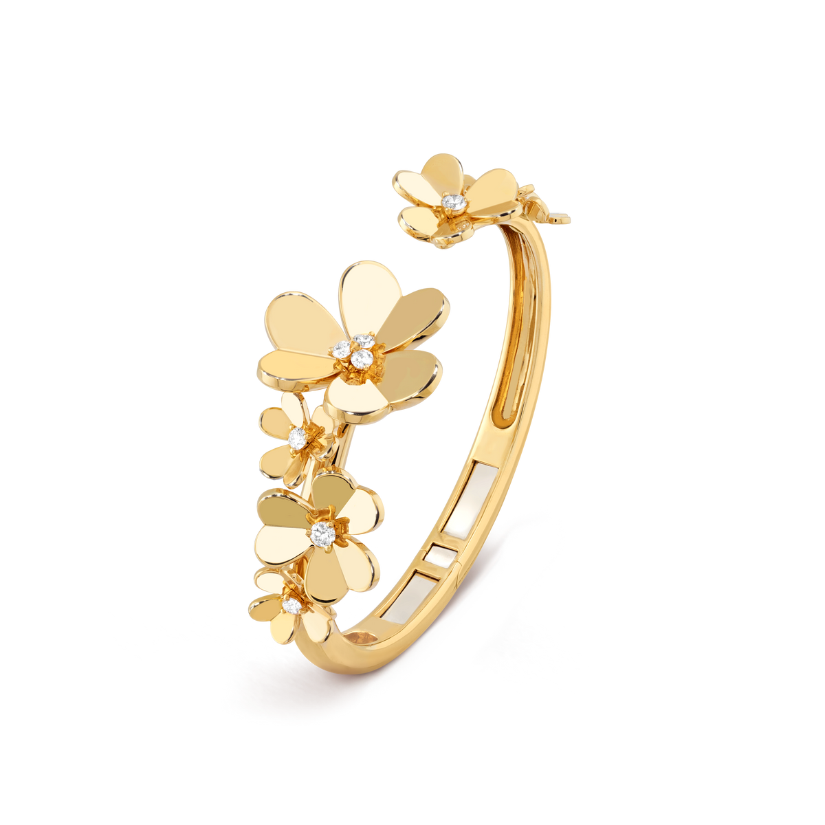 Van Cleef & Arpels Frivole 7 Flowers Diamonds Medium Bracelet 18K Yellow Gold