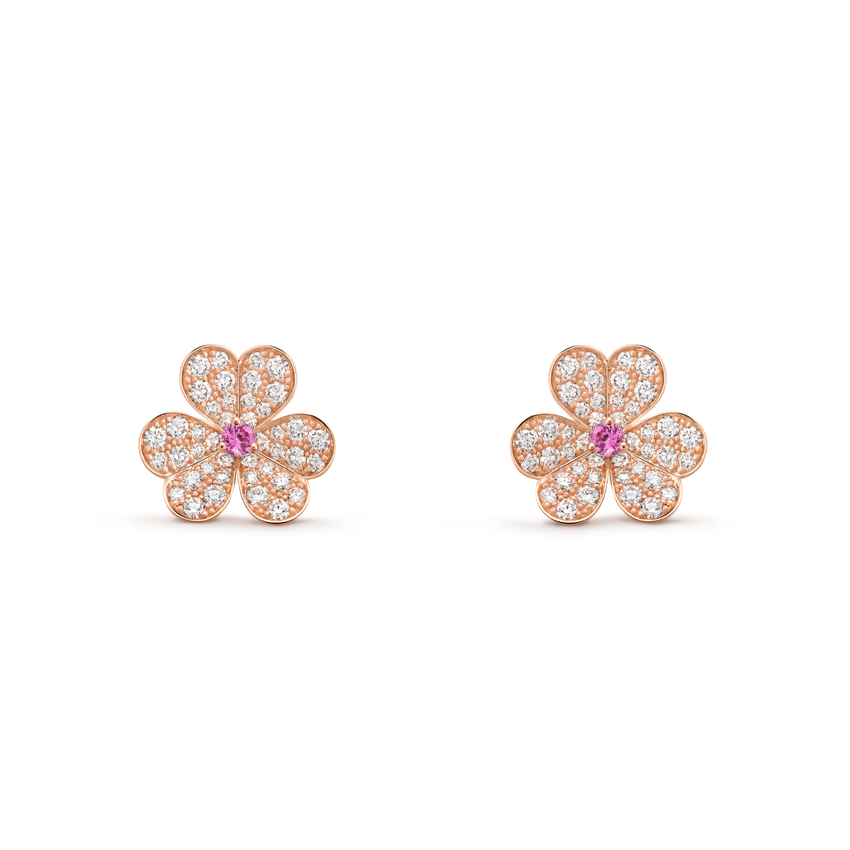 Van Cleef & Arpels Frivole Diamond Sapphire Small Earrings 18K Rose Gold