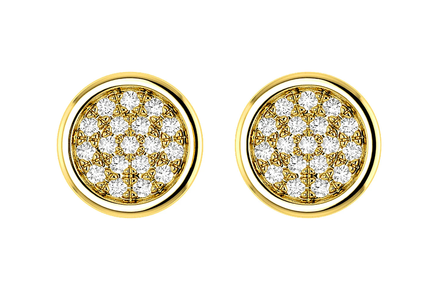 Erkals Jewellers Bezel Set Cluster Stud Earrings 18K Gold 0.05ctw