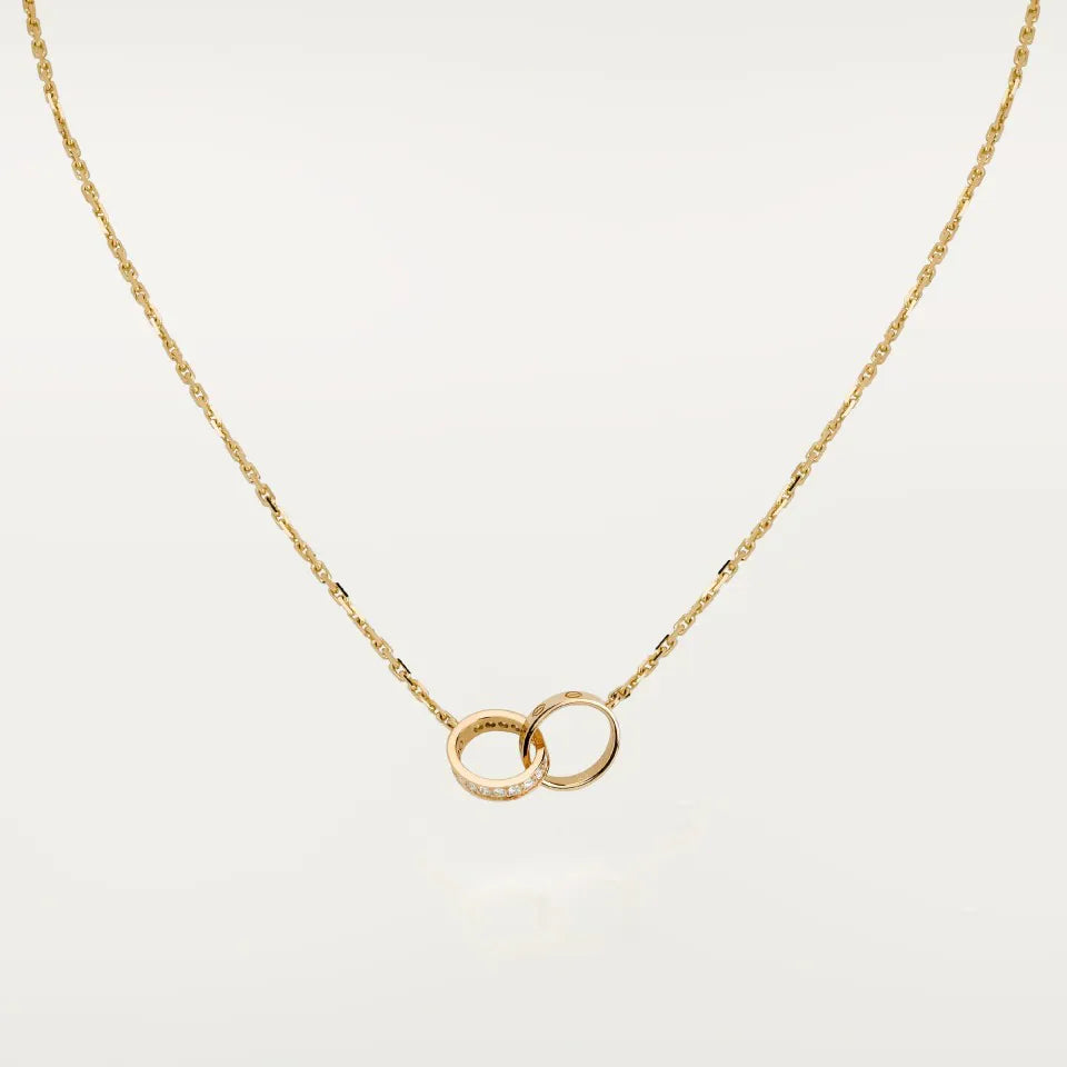 Cartier Love Pendant Semi-Paved Diamonds 18K Yellow Gold