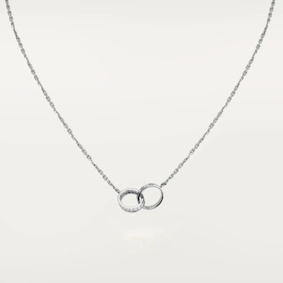 Cartier Love Pendant Semi-Paved Diamonds 18K White Gold