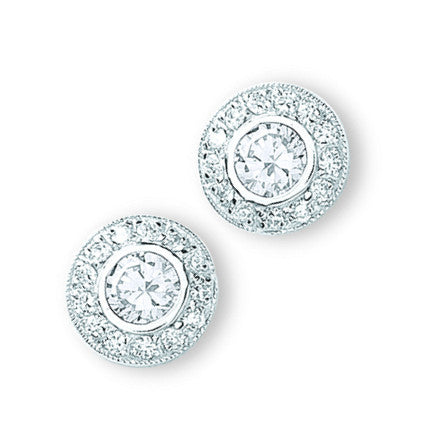 Silver Cz Cluster Stud Earrings