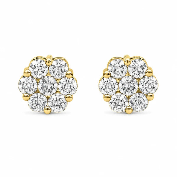 Erkals Jewellers Flower Stud Earrings 18K Gold 1.50ctw