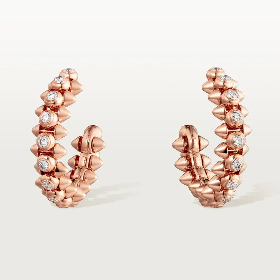 Cartier Clash de Cartier Hoop Earrings Medium Model Diamonds 18K Rose Gold