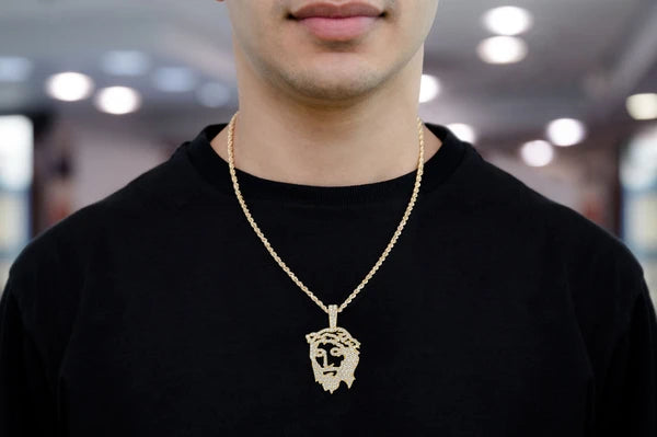 Erkals Jewellers Jesus Stencil Pendant 18K Gold Diamond 1.25ctw