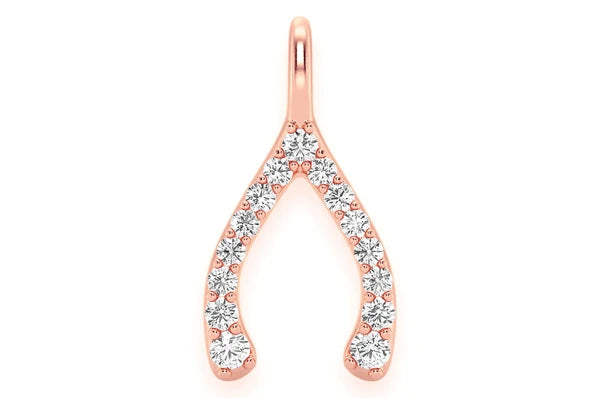 Pendentif diamant Wishbone 0,15 ct en or massif 14 carats