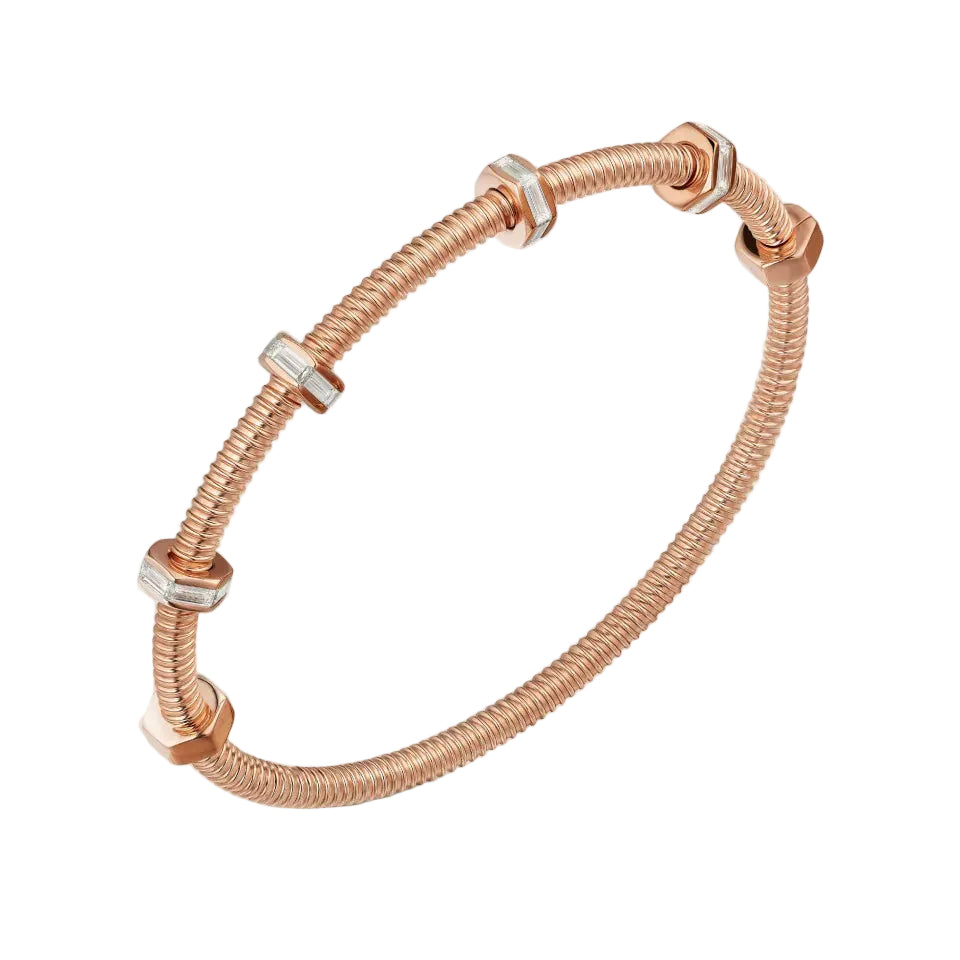 Cartier Ecrou Baguette Diamond Bracelet 18K Rose Gold