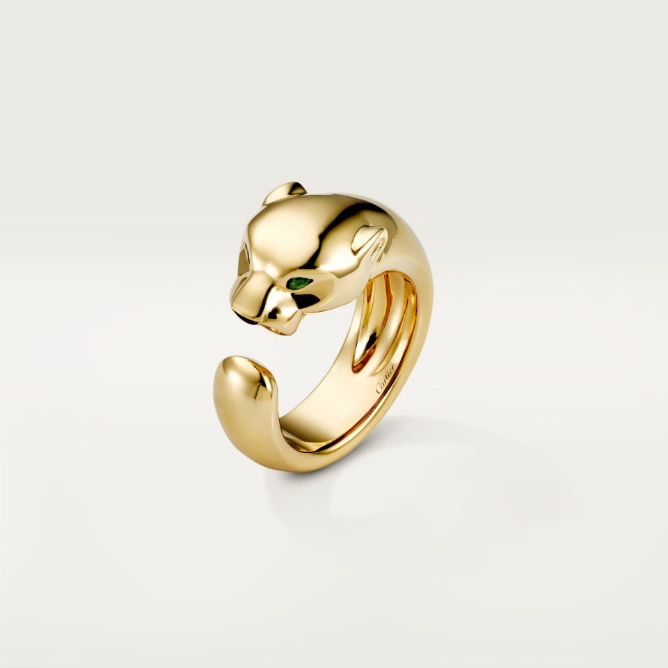 Cartier Panthère de Cartier Ring Medium Model Yellow Gold Onyx Tsavorite Garnet