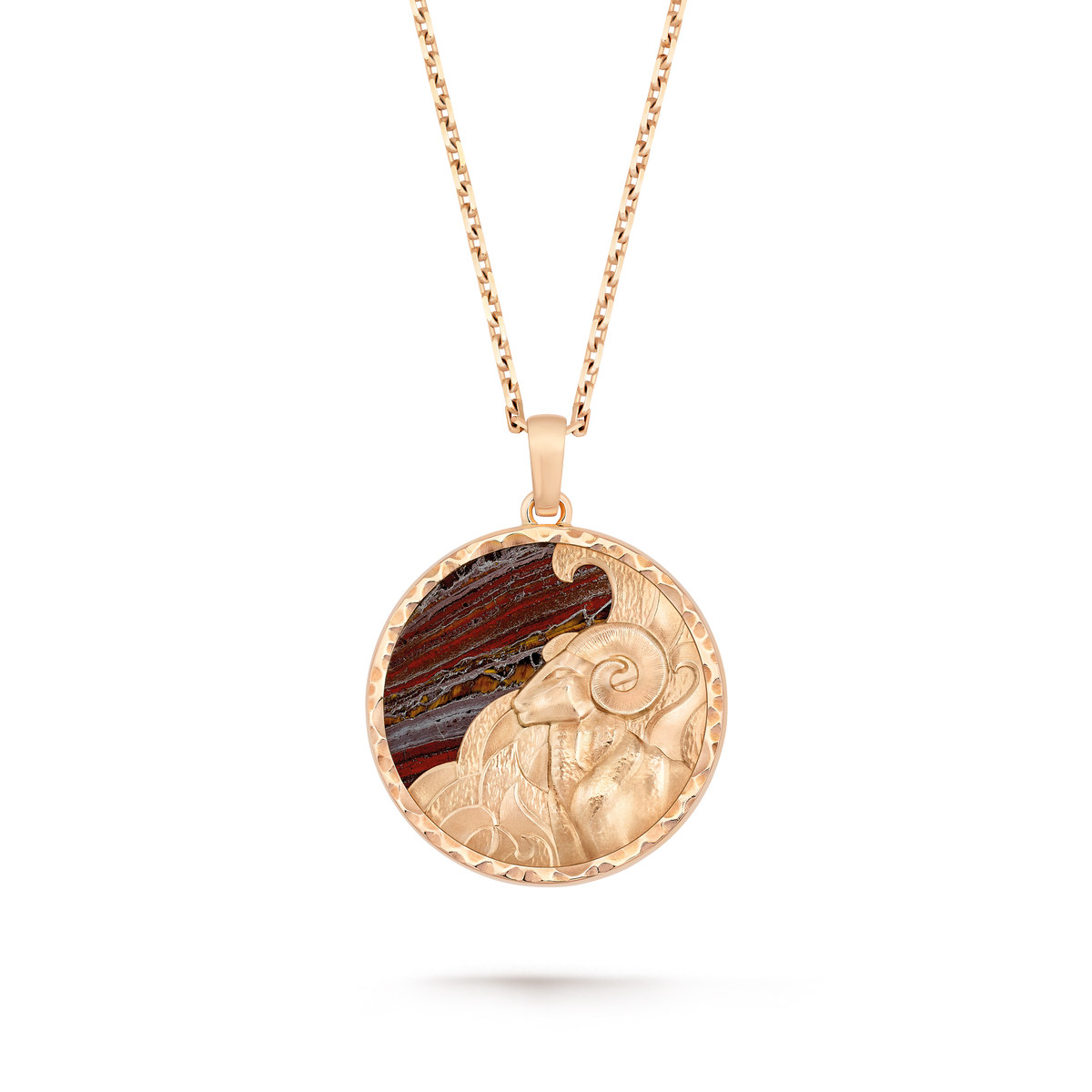 Van Cleef & Arpels Zodiaque Arietis (Aries) Iron Eye Long Necklace 18K Rose Gold