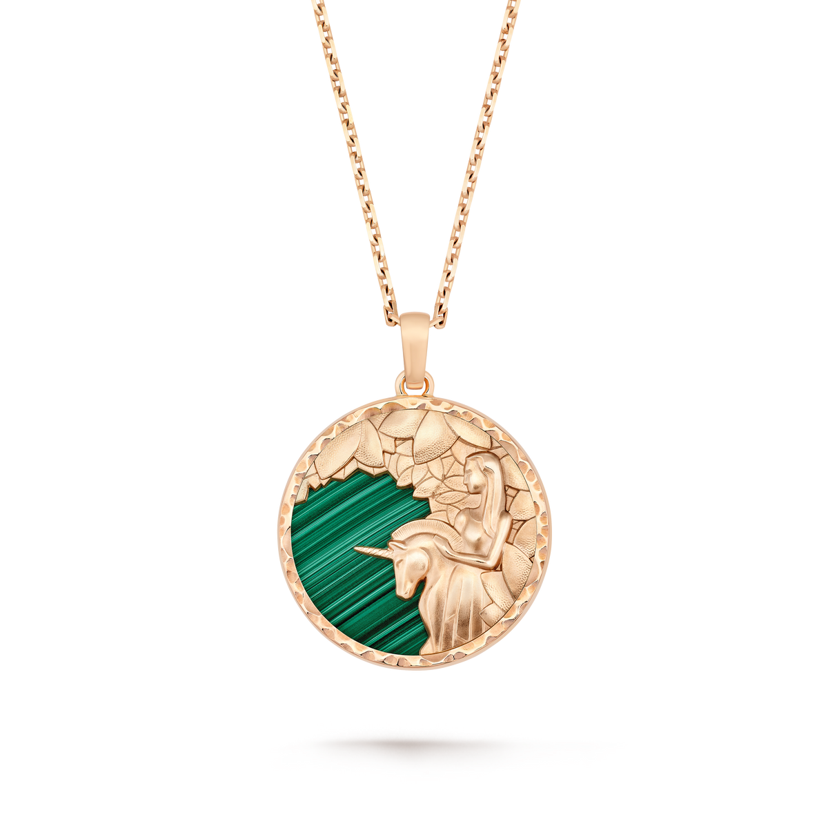 Van Cleef & Arpels Zodiaque Virginis (Virgo) Malachite Long Necklace 18K Rose Gold