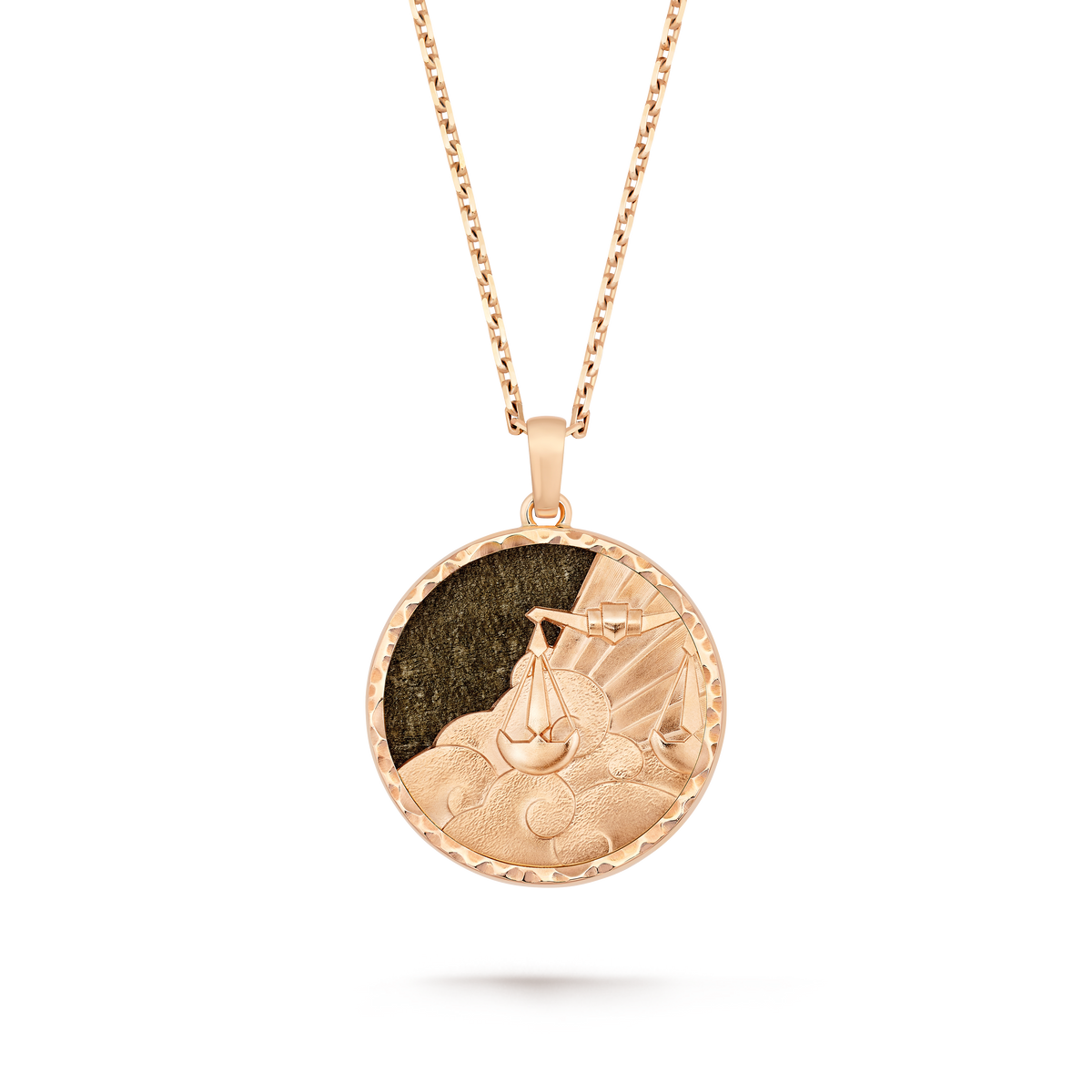 Van Cleef & Arpels Zodiaque Librae (Libra) Obsidian Long Necklace 18K Rose Gold