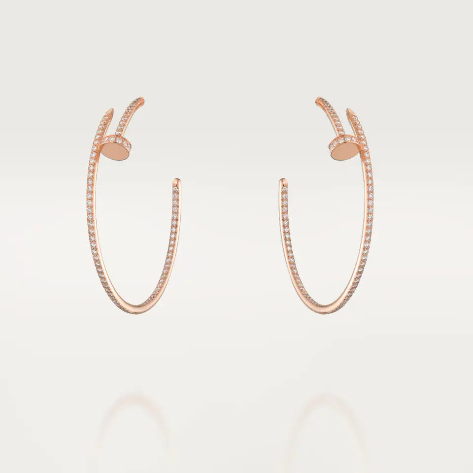 Cartier Juste un Clou Hoop Earrings Large Model Paved Diamonds 18K Yellow Gold
