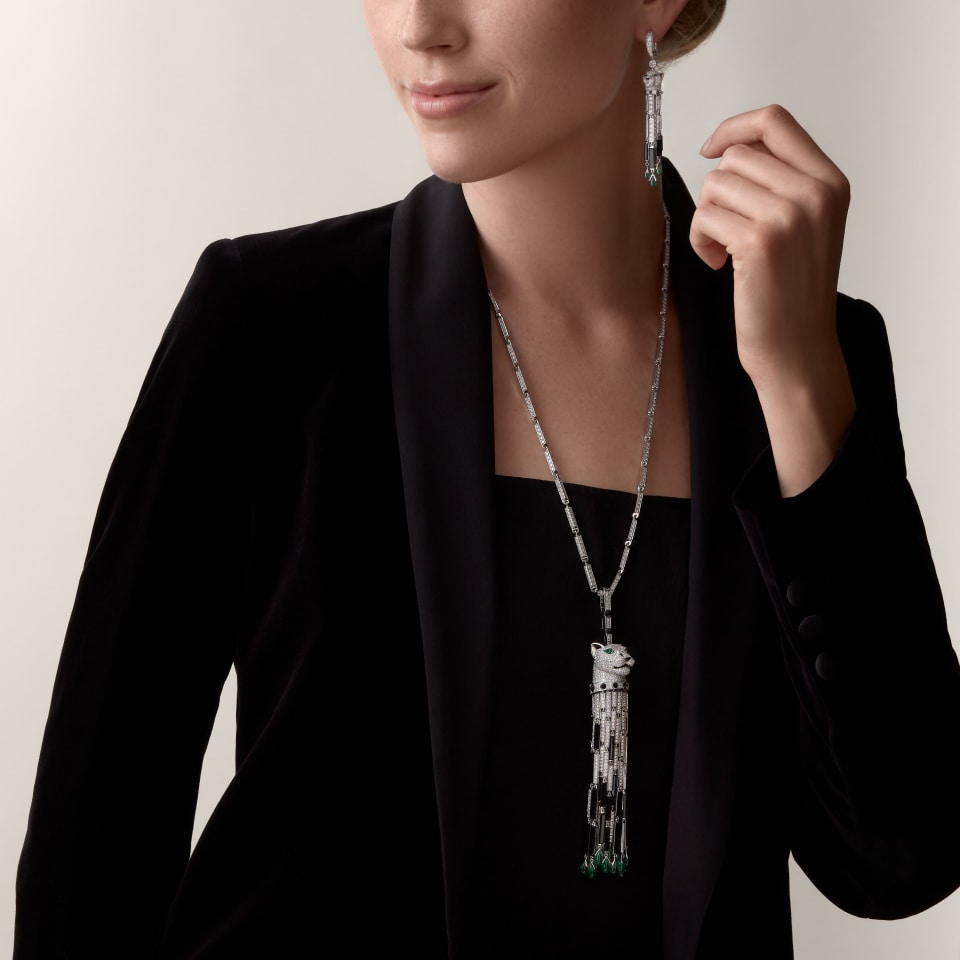 Cartier Panthère de Cartier Long Necklace Emerald Multi-Wear Large Model Paved