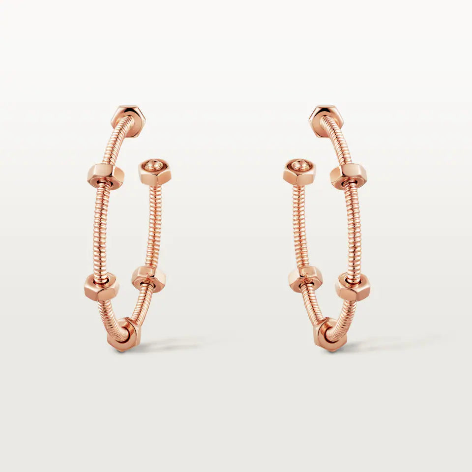Cartier Ecrou Hoop Earrings 18K Rose Gold