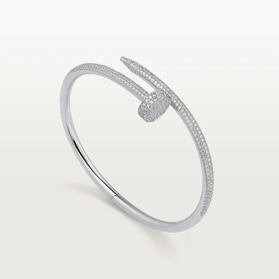 Cartier Juste un Clou Bracelet Classic Model Semi-Paved Diamonds 18K White Gold