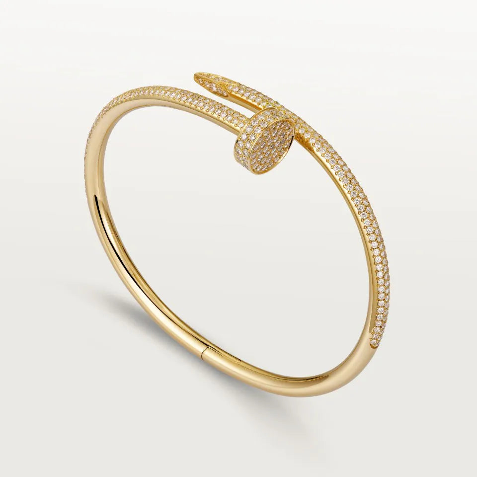 Cartier Juste un Clou Bracelet Classic Model Semi-Paved Diamonds 18K Yellow Gold