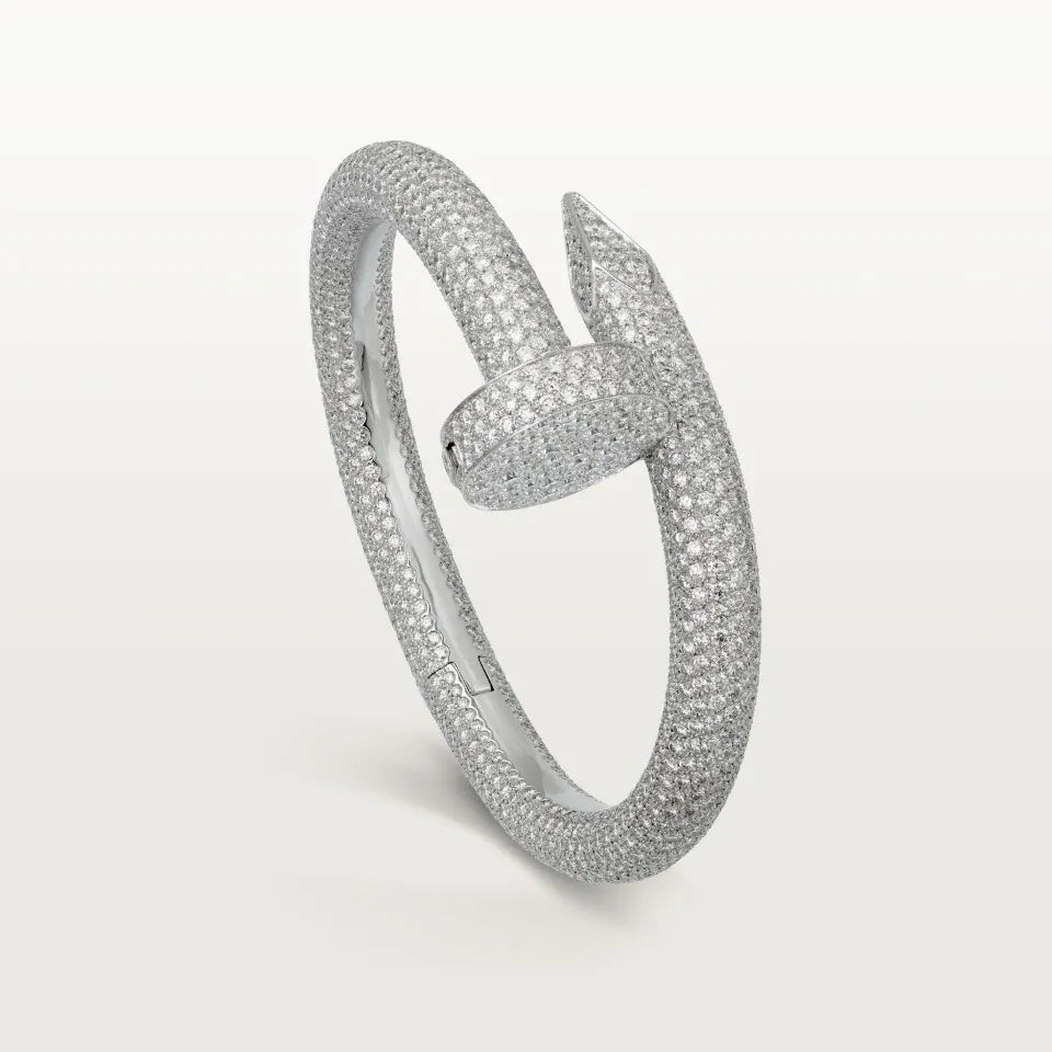 Cartier Juste un Clou Bracelet Extra-Large Model Paved Diamonds 18K White Gold