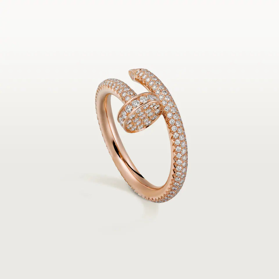 Cartier Juste un Clou Ring Classic Model Paved Diamonds 18K Rose Gold