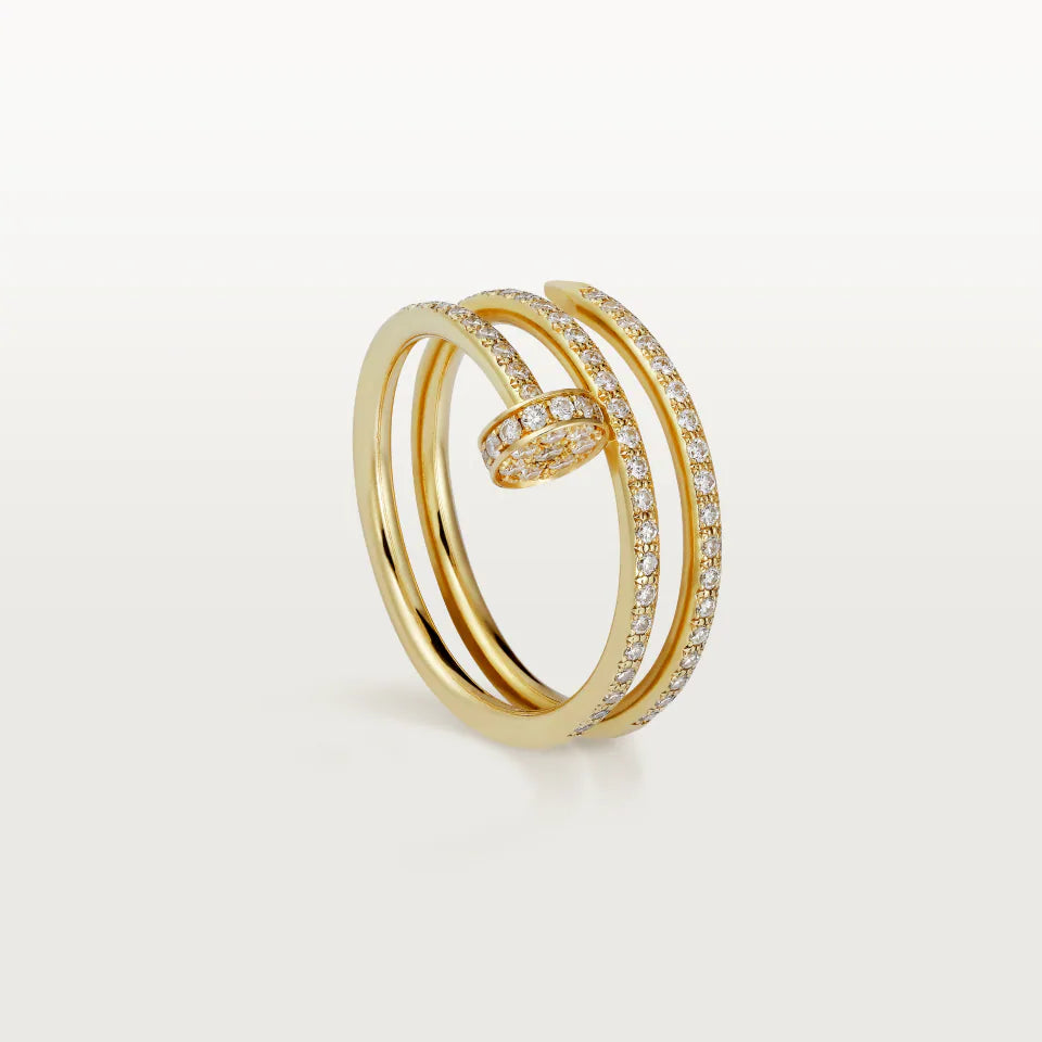 Cartier Juste un Clou Ring Double Semi-Paved Diamonds 18K Yellow Gold