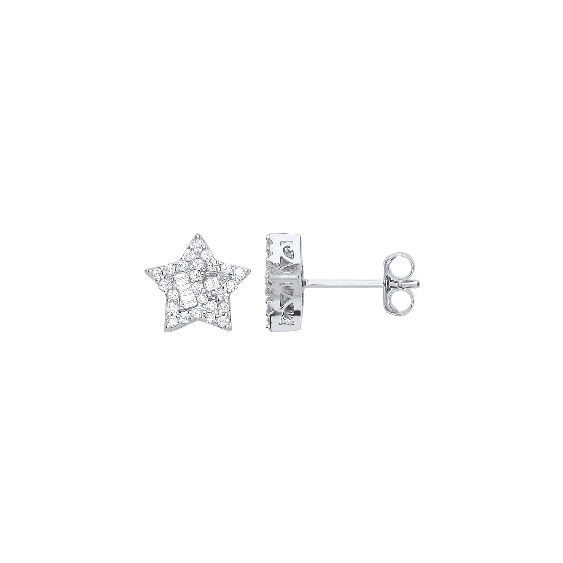 Silver CZ Star Studs