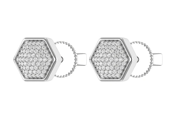 Erkals Jewellers Hexagon Cluster Stud Earrings 18K Gold 0.20ctw