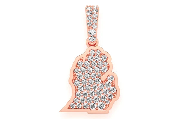 Erkals Jewellers Michigan State Pendant 18K Gold Diamond 0.30ctw