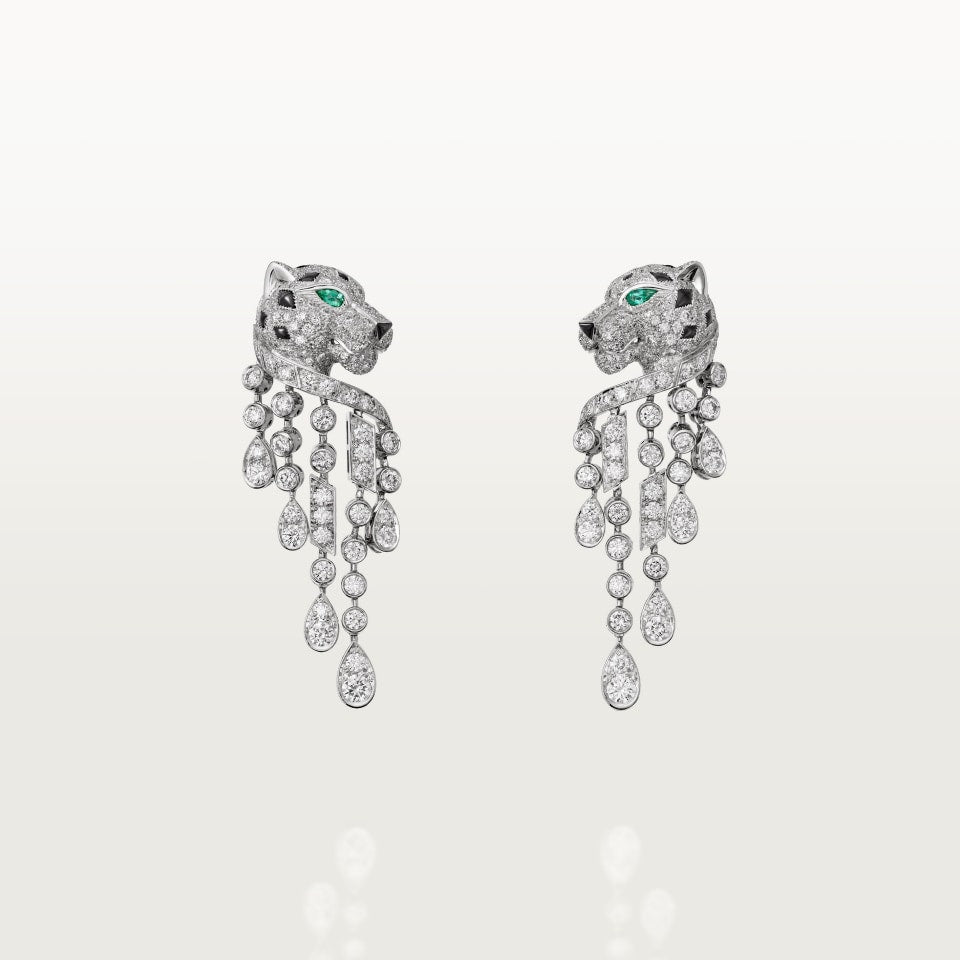 Cartier Panthère de Cartier Earrings White Gold Emeralds Onyx Diamonds