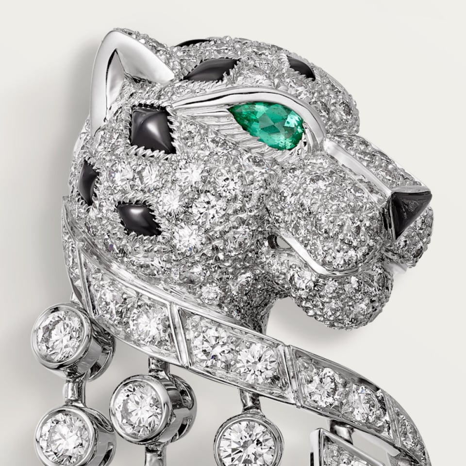 Cartier Panthère de Cartier Earrings White Gold Emeralds Onyx Diamonds