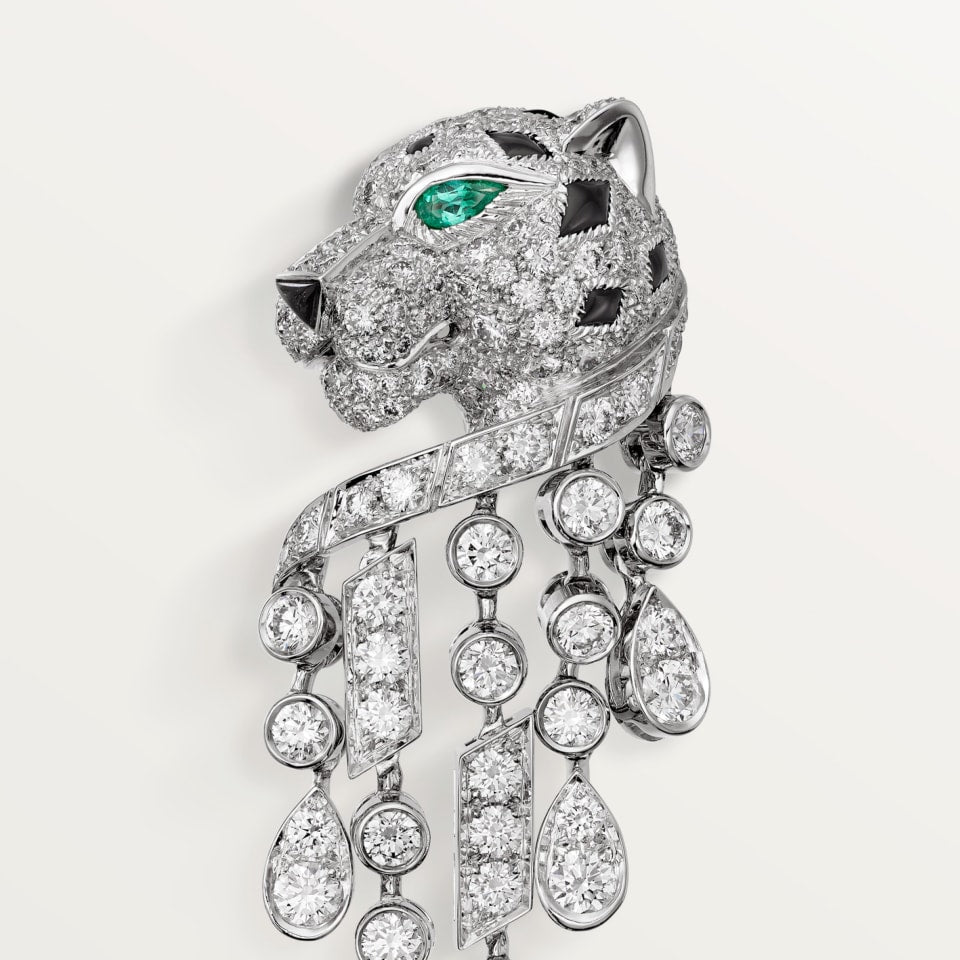 Cartier Panthère de Cartier Earrings White Gold Emeralds Onyx Diamonds
