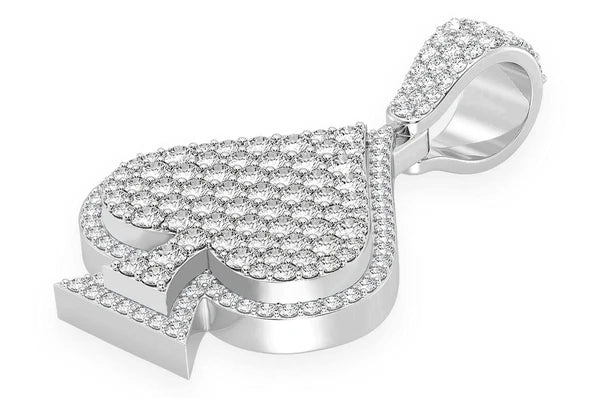 Pendentif diamant double couche Spade 2,00 ct en or massif 14 carats