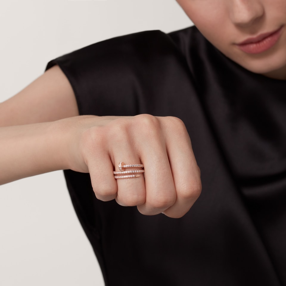 Cartier Juste un Clou Ring Double Diamonds Rose Gold