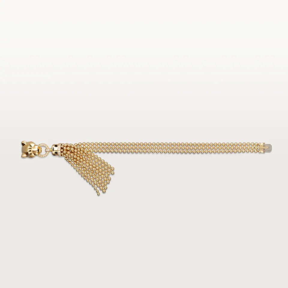 Cartier Panthère de Cartier Bracelet on Chain Diamonds Black Lacquer Onyx Tsavorite Garnets 18K Yellow Gold