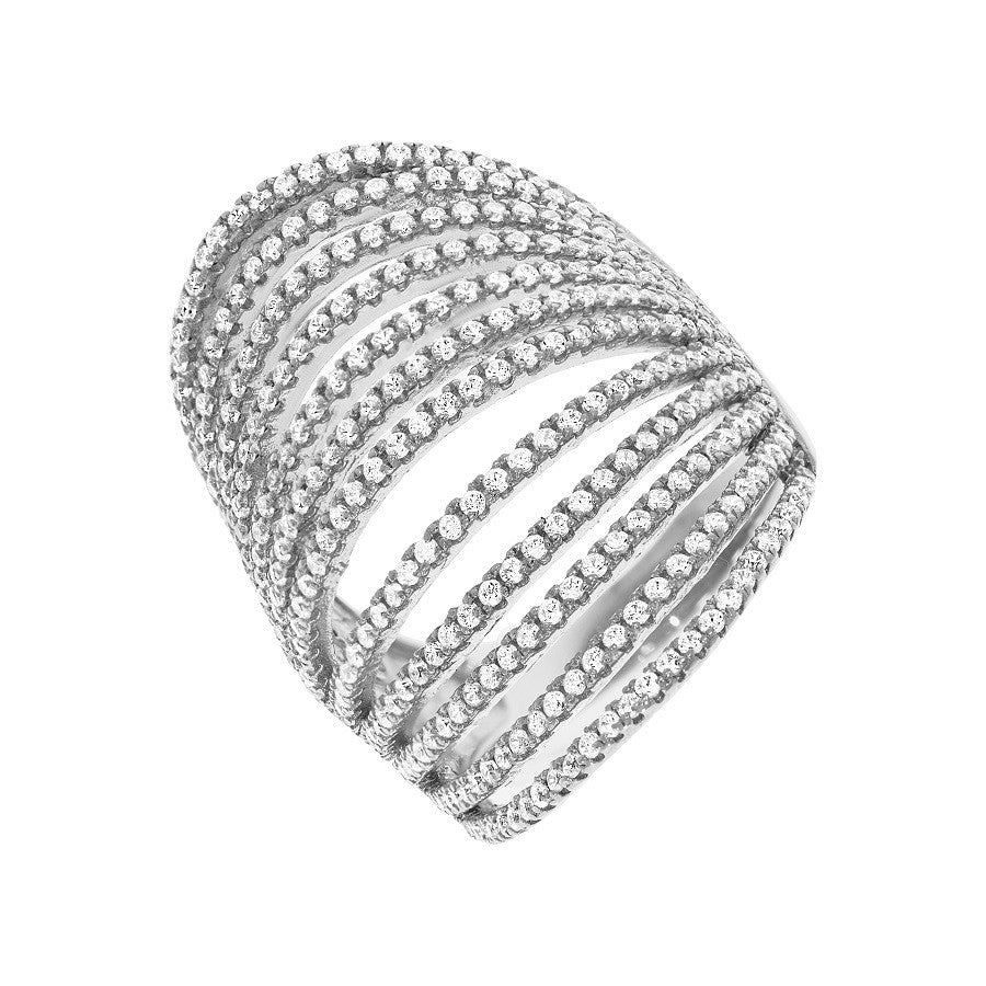 Micro Pave' 12 Row's of Cz Silver Ring